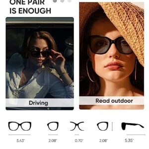 KISDATE OPTICS Glamorous Photochromic Bifocal Reading Glasses Sunglasses women Driving/Reading/Sunbathing Designer Jackie O Frame UV 400 Protection Outdoor Vintage Sun Readers （Leopard +1.5）