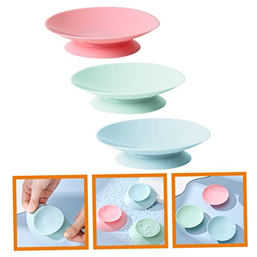 DOITOOL 3pcs Silicone Suction Plate Double Sided Suction Cups Silicone Utensil Rest Sucker Pads for Plate Silicone Grip Dish Suction Cup Plates Plate Bowl Fixing Pad Suction Pads