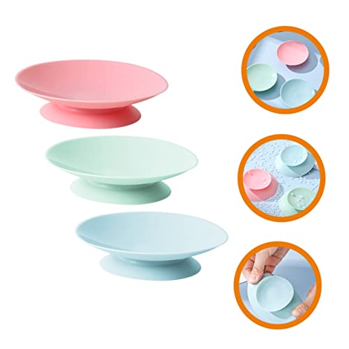 DOITOOL 3pcs Silicone Suction Plate Double Sided Suction Cups Silicone Utensil Rest Sucker Pads for Plate Silicone Grip Dish Suction Cup Plates Plate Bowl Fixing Pad Suction Pads