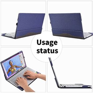 Case Cover for 14" HP EliteBook 840 G7/840G 8/845 G7/845 G8 &for Dell Inspiron 14 7430/7425 2-in-1 PU Leather Laptop Sleeve (Blue)