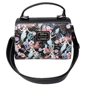 Loungefly Disney The Little Mermaid Ariel Allover Floral Print Crossbody Satchel Handbag Purse