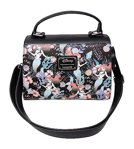 Loungefly Disney The Little Mermaid Ariel Allover Floral Print Crossbody Satchel Handbag Purse