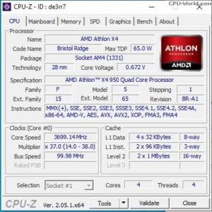 AMD Athlon X4 950 CPU 4-Core 4-Thread Desktop Processor 3.5 GHz 2M 65W Socket AM4