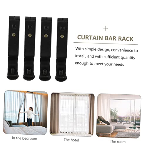 CAXUSD 4pcs Curtain Rod Holder Shower Curtain Hangers L Brackets Heavy Duty Metal Clothes Hanger Curtain Rod Rack Drapery Rod Hanger Simple Curtain Rod Brackets Pretty Bases Black Ceiling