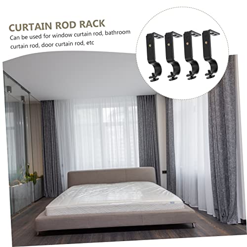 CAXUSD 4pcs Curtain Rod Holder Shower Curtain Hangers L Brackets Heavy Duty Metal Clothes Hanger Curtain Rod Rack Drapery Rod Hanger Simple Curtain Rod Brackets Pretty Bases Black Ceiling