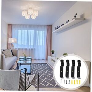 CAXUSD 4pcs Curtain Rod Holder Shower Curtain Hangers L Brackets Heavy Duty Metal Clothes Hanger Curtain Rod Rack Drapery Rod Hanger Simple Curtain Rod Brackets Pretty Bases Black Ceiling