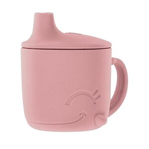 nuby 100% silicone sippy cup, bpa free, pink whale print