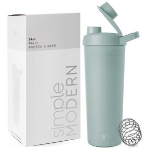 simple modern plastic protein shaker bottle with ball 24oz | shaker cup for protein mixes, shakes and pre workout | rally collection | sea glass sage