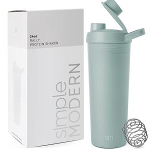 Simple Modern Plastic Protein Shaker Bottle with Ball 24oz | Shaker Cup for Protein Mixes, Shakes and Pre Workout | Rally Collection | Sea Glass Sage