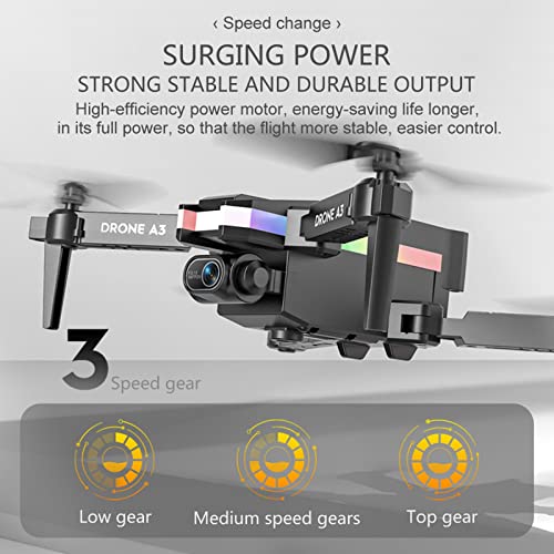 Drone with Camera, 4k Dual Camera Remote Control Drone with 3 Speeds, Wifi FPV, Headless Mode, Trajectory Flight, Altitude Hold Mode, 90-180° Adjustable View Angle, 2.4GHz Anti-Interference