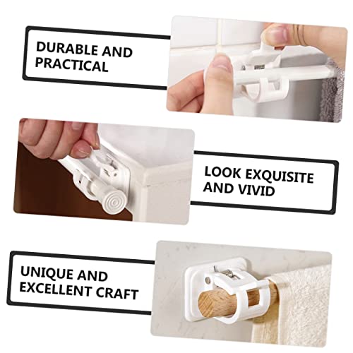 DOITOOL 6pcs Nail-Free Towel Bar Clip Wall Mount Clothes Rack Curtain Hooks Shower Curtains Hooks Nail Free Curtain Rod Hooks Adhesive Nail Free Adjustable Curtain Rod Holder Rod Support