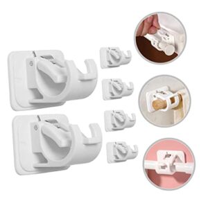 DOITOOL 6pcs Nail-Free Towel Bar Clip Wall Mount Clothes Rack Curtain Hooks Shower Curtains Hooks Nail Free Curtain Rod Hooks Adhesive Nail Free Adjustable Curtain Rod Holder Rod Support