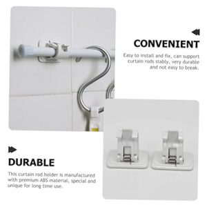 DOITOOL 6pcs Nail-Free Towel Bar Clip Wall Mount Clothes Rack Curtain Hooks Shower Curtains Hooks Nail Free Curtain Rod Hooks Adhesive Nail Free Adjustable Curtain Rod Holder Rod Support