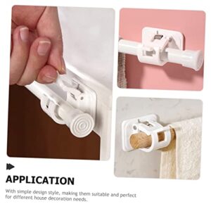DOITOOL 6pcs Nail-Free Towel Bar Clip Wall Mount Clothes Rack Curtain Hooks Shower Curtains Hooks Nail Free Curtain Rod Hooks Adhesive Nail Free Adjustable Curtain Rod Holder Rod Support