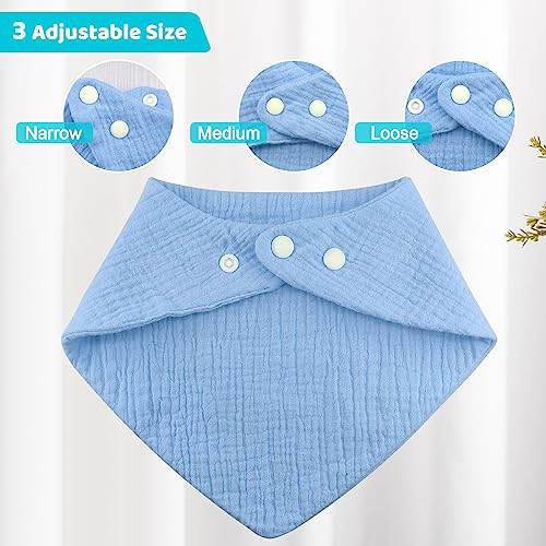 LSTRAGY Muslin Baby Bibs, 10 Pack 100% Cotton Bandana Bibs for Baby Boys, Baby Girls, 10 Solid Colors Baby Bibs for Teething and Drooling, Super Absorbent Drool Bibs