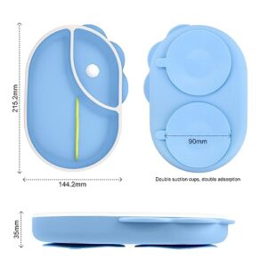 Qshare Baby Suction Plates,Suction Plates for Baby,Toddler Plates,Silicone Baby Plates,Children Divided Plate,Toddler Plate Microwave & Dishwasher Safe (Blue)