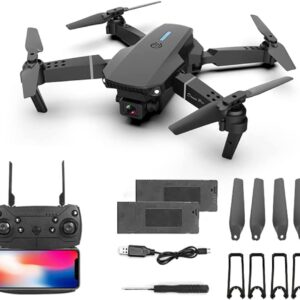 Foldable FPV Drone with 4K Dual Camera for Adults, RC Quadcopter WiFi FPV Live Video, Altitude Hold, Headless Mode, One Key Take Off for Kids or Beginners with 2 Batteries, Carrying Case -Black