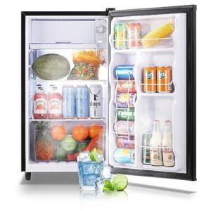 wanai compact refrigerator 3.2 cu.ft mini fridge with freezer single door adjustable temperature side door wire rack suit for dorm office apartment black