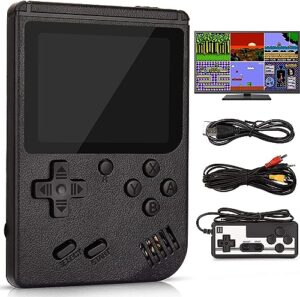 retro handheld game console with 500 classic fc games, portable retro video game console, 3-inch lcd screen and add-on controller, handheld game console supports connection to tv and two players