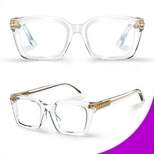 VISOONE Progressive Multifocal Reading Glasses Spring Hinge Blue Light Blocking for Women and Men readers 1.5x