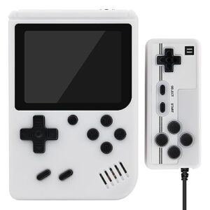 retro handheld game console with 500 classic fc games, portable retro video game console, 3-inch lcd screen and add-on controller, handheld game console supports connection to tv and two playe (white)