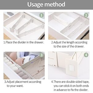 acDesign 4-Pack Drawer Dividers Organizer Expands from 12.8-21.65 Inch, Plastic Adjustable Separators for Bedroom, Bathroom, Closet, Socks, Clothing, Office, Kitchen Utensils (White)