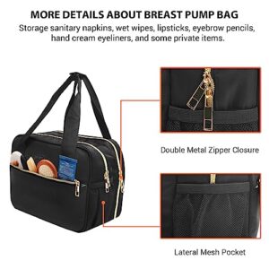 PIIOSER Wearable Breast Pump Bag with Ice Pack, Compatible with Wearable Breast Pumps & Accessories - Portable Pumps Carrying Case for Nursing & Working Moms, Black