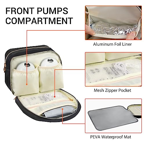 PIIOSER Wearable Breast Pump Bag with Ice Pack, Compatible with Wearable Breast Pumps & Accessories - Portable Pumps Carrying Case for Nursing & Working Moms, Black