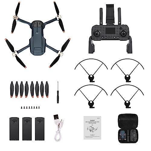 Durable Brushless Motor Drone with 84 Mins Super Long Flight Time, Drone with Camera for Beginners, CHUBORY A77 WiFi FPV Quadcopter with 2K HD Camera, Follow Me, Auto Hover, 3 Batteries, Carrying Case