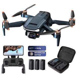 durable brushless motor drone with 84 mins super long flight time, drone with camera for beginners, chubory a77 wifi fpv quadcopter with 2k hd camera, follow me, auto hover, 3 batteries, carrying case