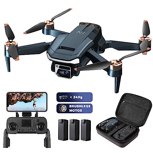 Durable Brushless Motor Drone with 84 Mins Super Long Flight Time, Drone with Camera for Beginners, CHUBORY A77 WiFi FPV Quadcopter with 2K HD Camera, Follow Me, Auto Hover, 3 Batteries, Carrying Case