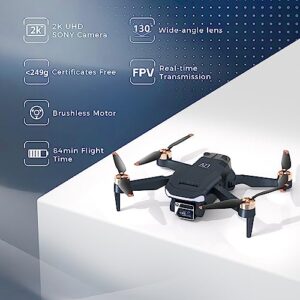 Durable Brushless Motor Drone with 84 Mins Super Long Flight Time, Drone with Camera for Beginners, CHUBORY A77 WiFi FPV Quadcopter with 2K HD Camera, Follow Me, Auto Hover, 3 Batteries, Carrying Case