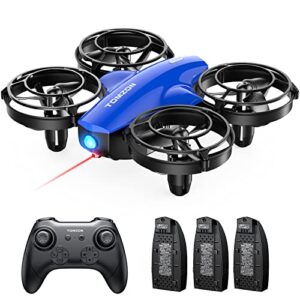 tomzon a24 mini drone for kids with battle mode, kids drone with throw to go, high speeds rotation, self spin & 3d flip, rc quadcopter with altitude hold, headless mode, 3 batteries, safe cover, blue