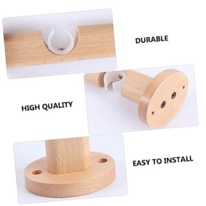 Cabilock 1pc Wooden Pole Holder Wood Curtain Rod Curtain Holders for Drapes Curtain Rod Rack Wooden Rod Support Curtain Rod End Beech Shower Curtain Holder Wooden Rod Bracket