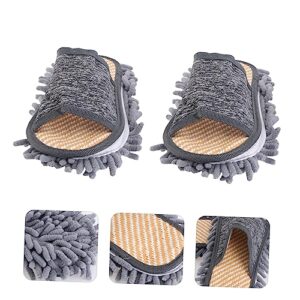 Lurrose 1 Pair Slippers Floor Cleaner Mop Cleaning Slippers Microfiber Floor Mop Cleaning Mops Dusting Slippers Mops for Floor Cleaning Slippers for Home Cleaning Floor Slippers Chenille