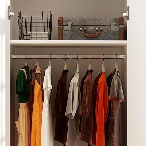 DiDuGo 2-Door Wardrobe Closet with 2 Drawers, Armoire Wardrobe Closet with Hanging Rod, Bedroom Armoire Closet with Wooden Legs, White and Gold (31.5”W x 19.1”D x 71.1”H)