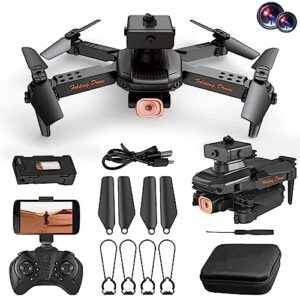 mini drone 1080p dual camera hd foldable pocket drone, 2.4ghz wifi quadcopters with control, 3-level flight speed, one key start speed adjustment, gifts for adults & kids