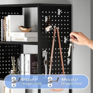 Yizosh 5-Tier Bookshelf, Tall Bookcase with Doors, Industrial Display Standing Shelf Units with Lock & Pegboard, Metal Storage Shelves for Living Room, Bedroom, Home Office (Black)