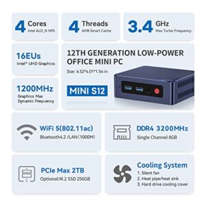 Beelink Mini PC, Intel 12th Gen Alder Lake- N95(up to 3.4GHz), 16GB DDR4 RAM 500GB PCIe x1 SSD, Mini S12 Desktop Computer Support 4K Dual Display/USB3.2/WiFi 5/BT4.2/Gigabit Ethernet for Home/Office