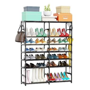 loefme 7 tier shoe rack, metal shoe rack organizer, 24-28 pairs tall shoe stand, quick assembly, stackable diy shoes rack space-saving, boot rack shoe holder for entryway, closet, garage, bedroom
