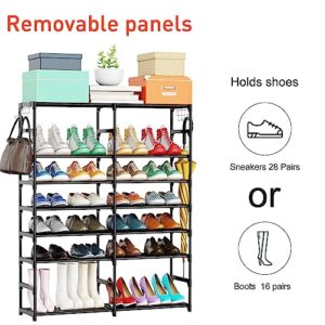 LOEFME 7 Tier Shoe Rack, Metal Shoe Rack Organizer, 24-28 Pairs Tall Shoe Stand, Quick Assembly, Stackable DIY Shoes Rack Space-Saving, Boot Rack Shoe Holder for Entryway, Closet, Garage, Bedroom
