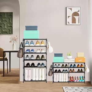 LOEFME 7 Tier Shoe Rack, Metal Shoe Rack Organizer, 24-28 Pairs Tall Shoe Stand, Quick Assembly, Stackable DIY Shoes Rack Space-Saving, Boot Rack Shoe Holder for Entryway, Closet, Garage, Bedroom