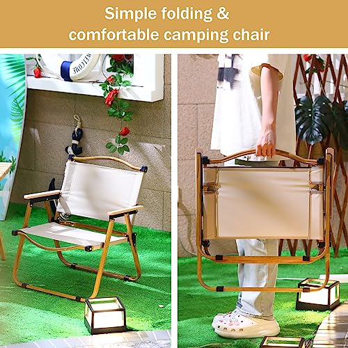 Lallisa 2 Pcs Camping Chair Ultralight Camp Chair, Thicken 600D Oxford Low Lawn Chairs for Concerts Light Portable Folding Beach Chair Supports 253 lbs Carbon Steel Armchairs for Hiking Fishing Picnic