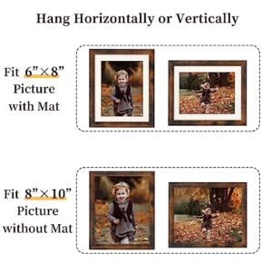ORIVAN Picture Frames 8x10 with 6x8 Mat, Rustic Brown Photo Frames for Decoration, 2 Pack
