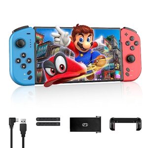 poupouduck suitable big hand switch controllers for switch/oled, handheld switch pro controllers replace switch joycon, split pad pro with button lights, turbo, 4-level vibration, 6-axis gyro