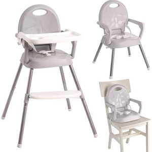 baby high chair, multifunctional 3 in 1 adjustable high chair, removable 3-position adjustable tray, multipurpose 3-point safety harness (grey)