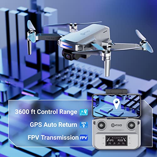 Contixo F28 Pro Foldable GPS Drone - 4K FHD Camera GPS Control & Selfie Mode, Follow Me, Way Point & Orbit Mode Up to 60 Min Flight Time FPV Drone with a 128G SD Card for Mobile with Carrying Case