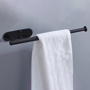 Adhesive Hand Towel Rack,Black No Drilling Stick on Wall Hand Towel Bar, SUS 304 Stainless Steel Hand Towel Rod, Kitchen Towel Holder self Adhesive