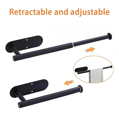 Adhesive Hand Towel Rack,Black No Drilling Stick on Wall Hand Towel Bar, SUS 304 Stainless Steel Hand Towel Rod, Kitchen Towel Holder self Adhesive