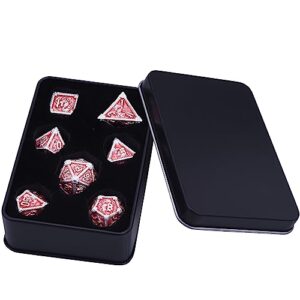 AUSTOR 7-Die Metal DND Dice Set Dungeons and Dragons Dice with Box Roll Playing Game Dice Polyhedral Dice D20 D12 D10 D% D8 D6 D4 Metal Dice for Pathfinder Warhammer MTG RPG Board Games